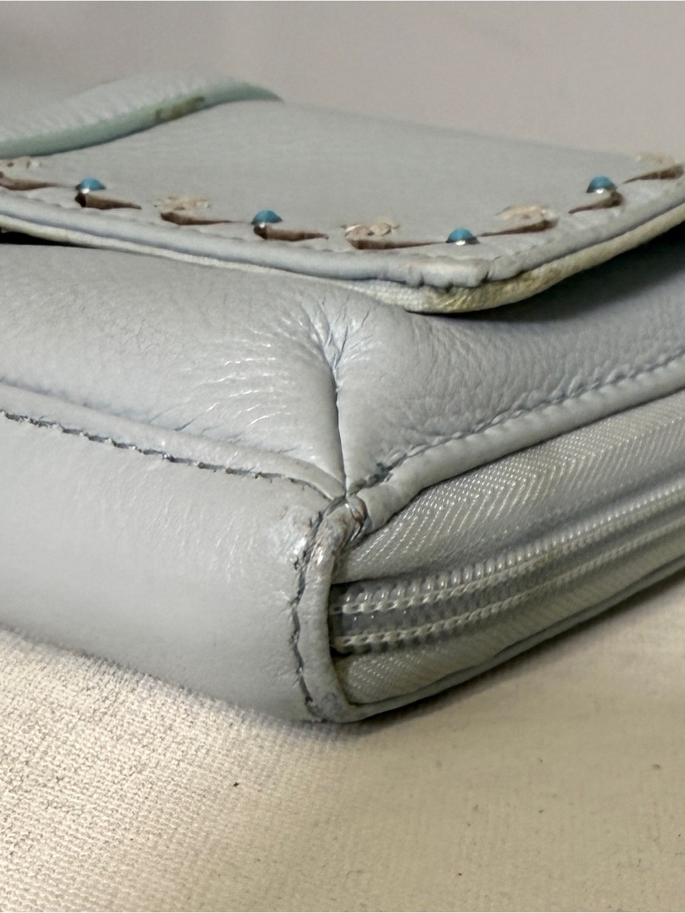The Sak Light Blue Shoulder Bag Wristlet Wallet with Replacement Strap - Picture 11 of 16